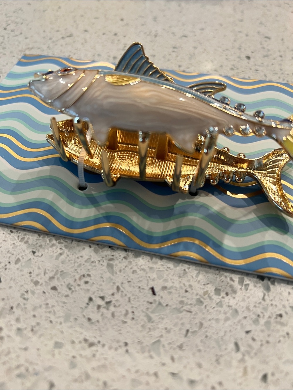 Piper Blue & Gold Fish Hair  Clip - Picture 2 of 2